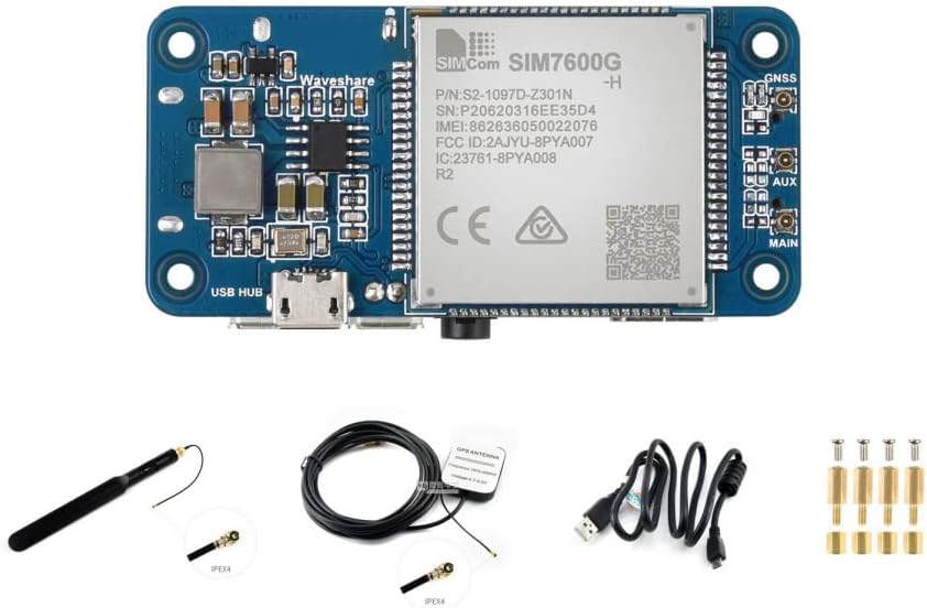 Waveshare SIM7600G-H 4G HAT, Global Band, Enabling LTE Cat-4 4G / 3G / 2G Communication & GNSS Posit