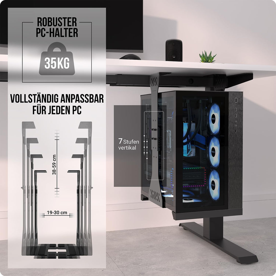 PC Halterung unter Schreibtisch – Schwerlast Computer Halterung unter Schreibtisch – Bis zu 35 kg Tr
