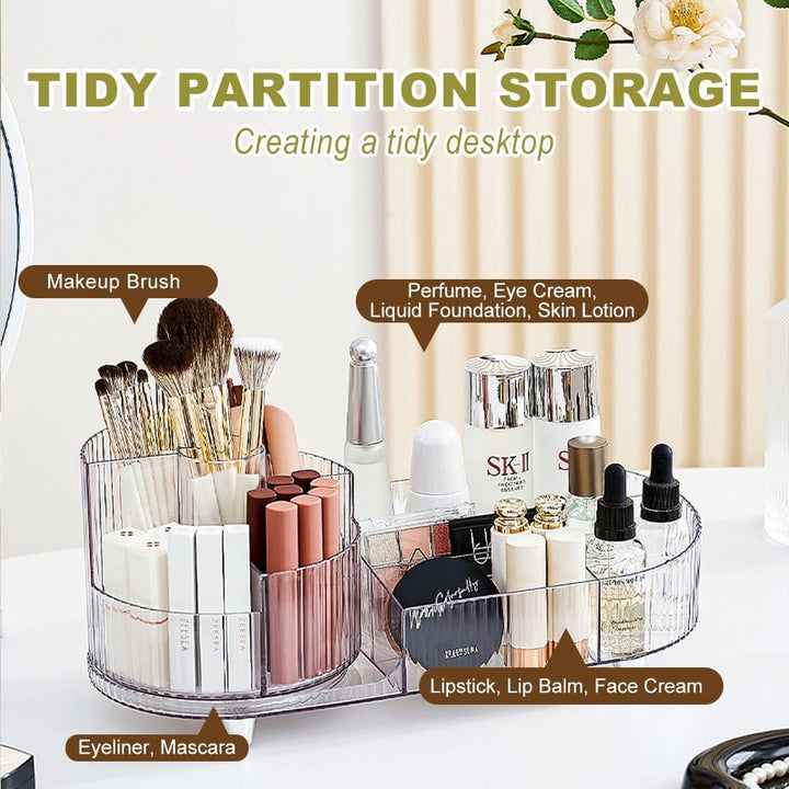 Make up Organizer 360° Drehbar, Grosser Bad Kosmetik Organizer mit Aufbewahrungsbox für Schminktisch