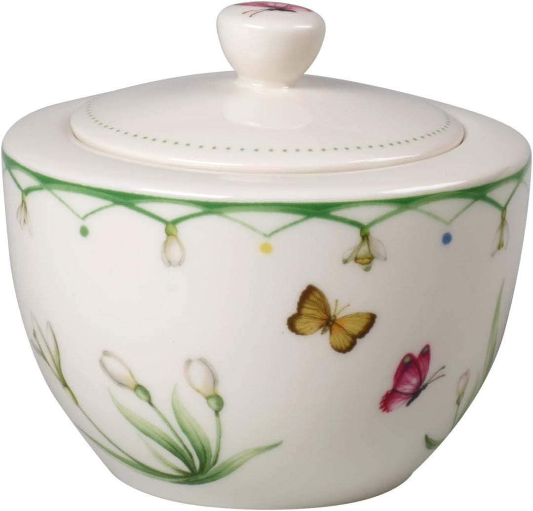 Villeroy und Boch Colourful Spring Zuckerdose, 300 ml, Premium Porzellan, Weiss/Bunt, Zuckerdose