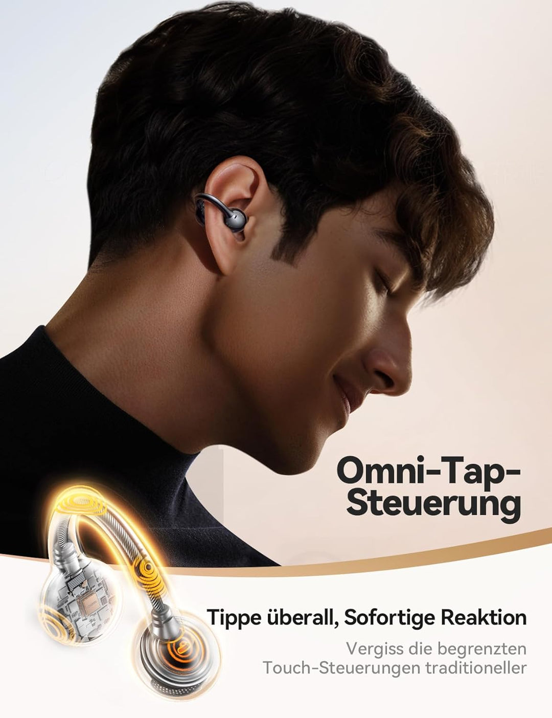 JOYROOM OE3 Open Ear Kopfhörer, ClipOn-Design für Ganztägigen, Bluetooth 5.4, Immersiver Sound, ENC