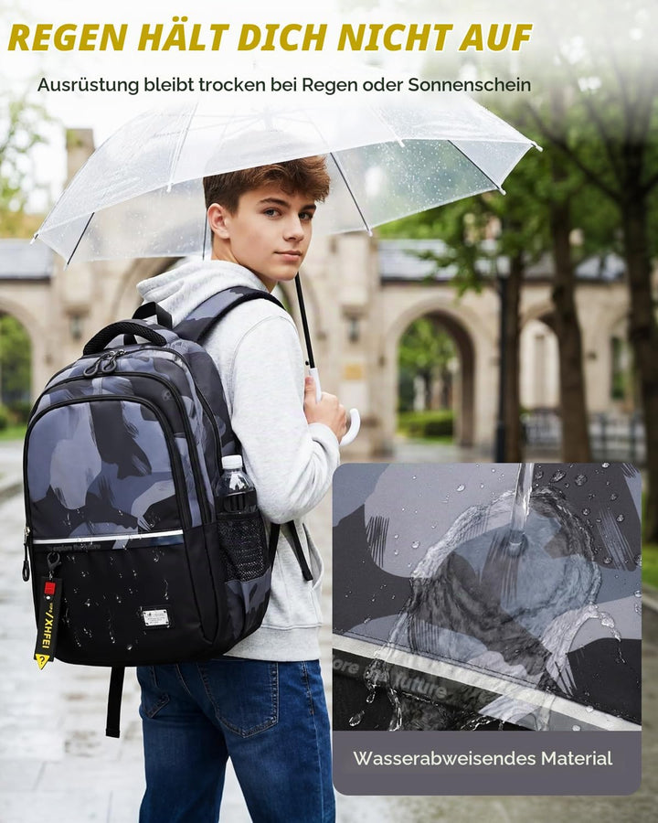Amythe Schulrucksack Teenager Rucksack für Jungen - Wasserdichter Casual Daypack, Schulranzen Ideal
