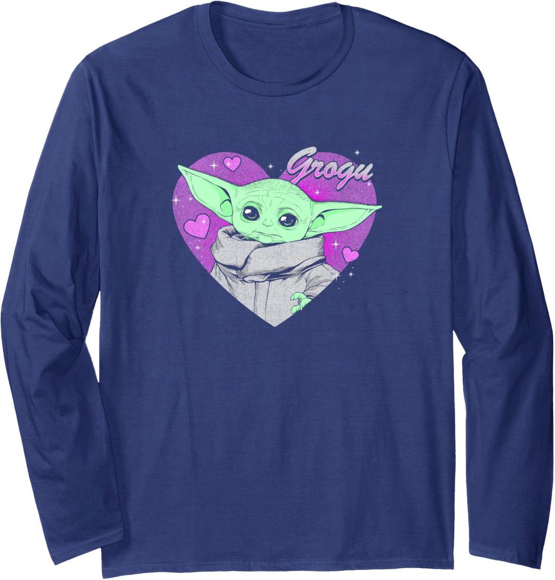 Star Wars: The Mandalorian Grogu Pink Hearts Valentine's Day Langarmshirt