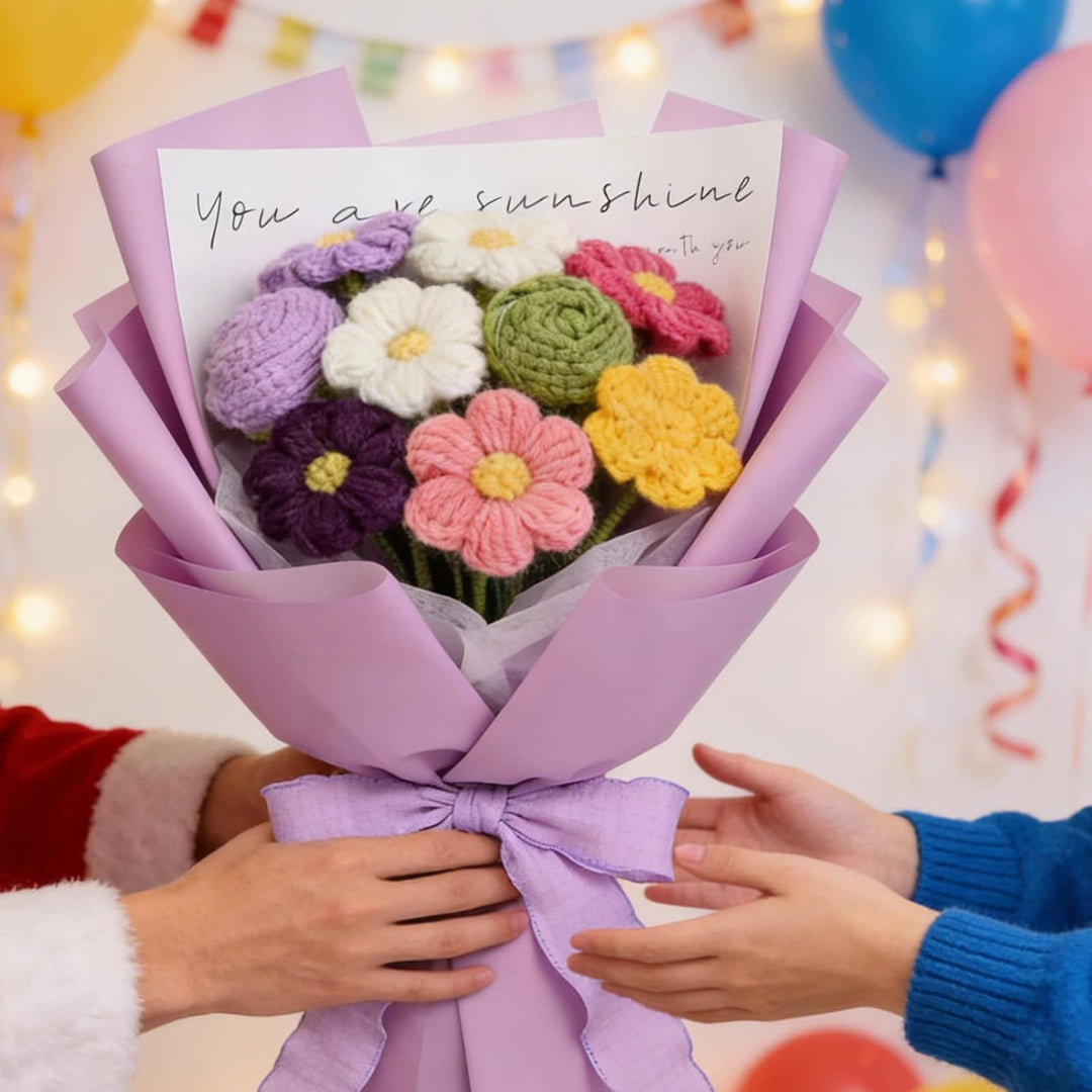 Hoypeyfiy DIY Häkel Geschenkset, Komplettes Set mit Nadel, Garn & Anleitung für Rosen, Ideales Kreat