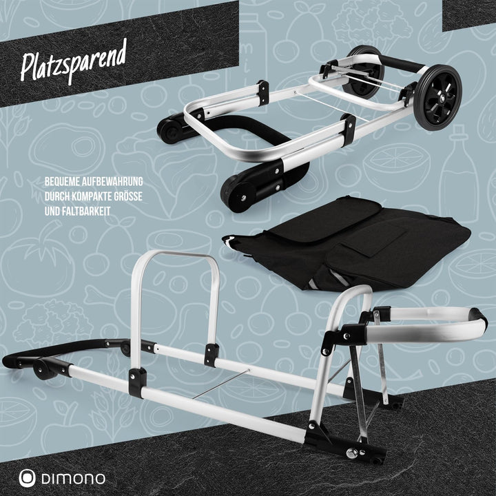 Dimono® Einkaufstrolley Rolltex Klappbarer 3 in1 Trolley zum Einkaufen; 56 Liter inkl. Kühlfach; Tra