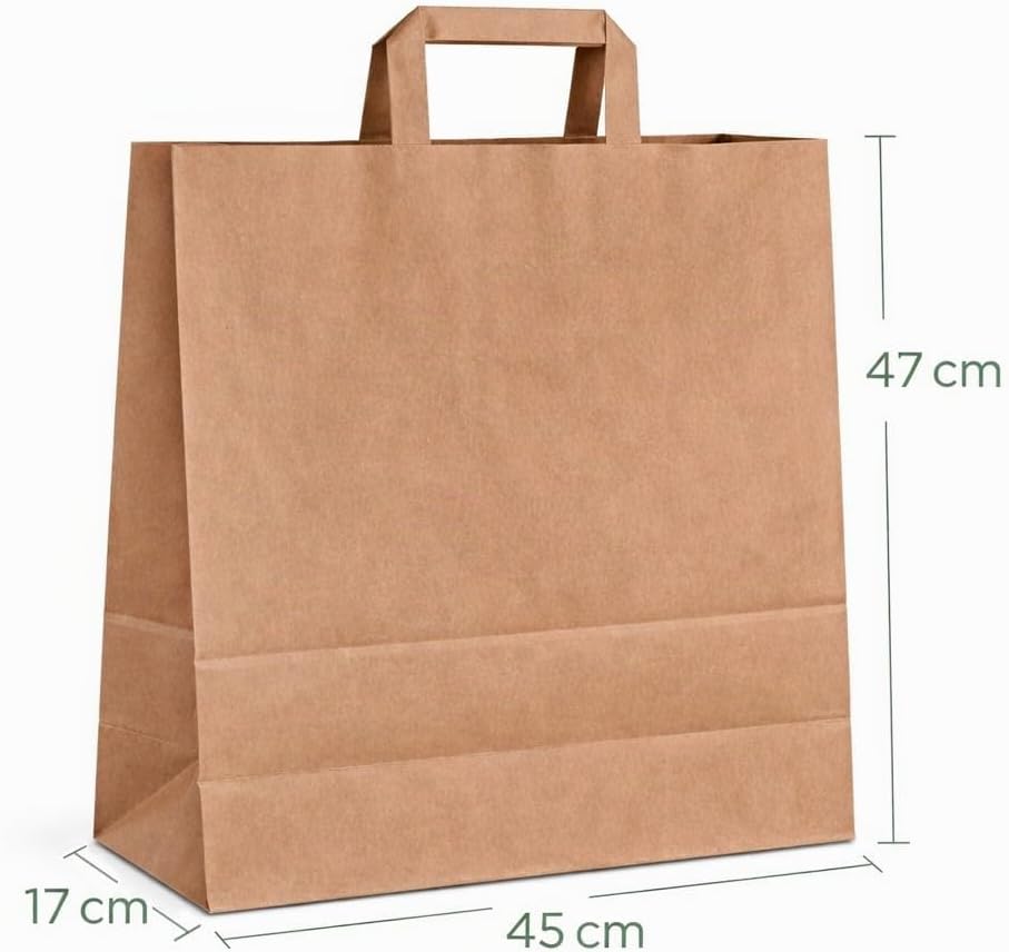 150 Papiertüten Braun mit Henkel 45+17x47cm – Papiertragetaschen und Papiertaschen mit Henkel aus st