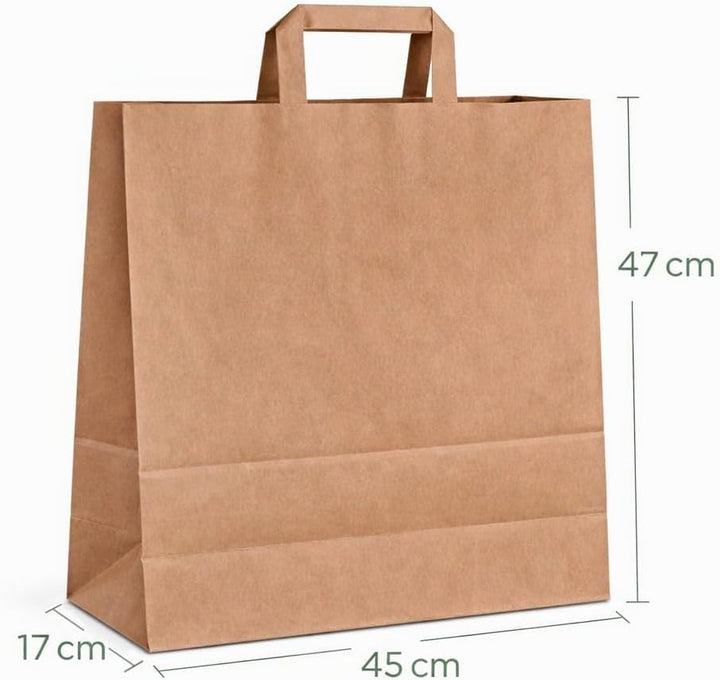 150 Papiertüten Braun mit Henkel 45+17x47cm – Papiertragetaschen und Papiertaschen mit Henkel aus st