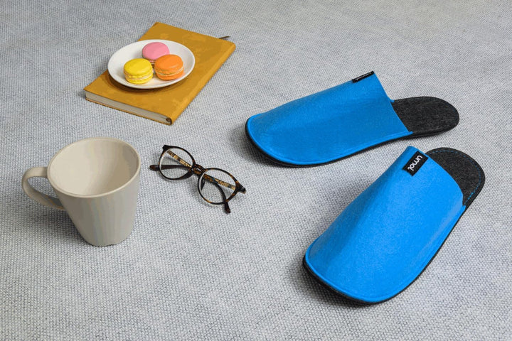 Gästehausschuhe 4er Set Mann und Frau Winter warm Antirutsch Unisex Gästepantoffeln aus Filz hochwer