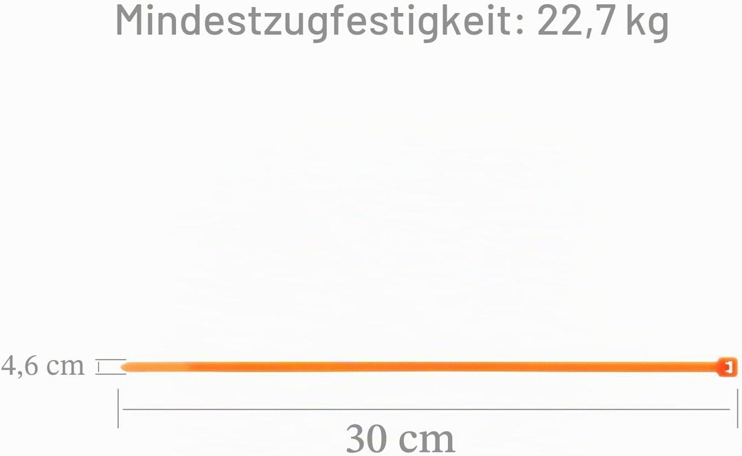 XINGO 1000 Stück Kabelbinder Orange, 300mm x 4.8mm, 22,7 kg Zugfestigkeit, UV-beständig, Selbstsiche