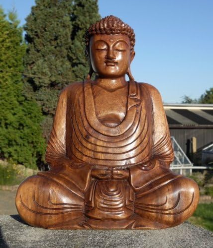 Wogeka Super schöner 40 cm Buddha Meditation Holz Budda Feng Shui BMHU40