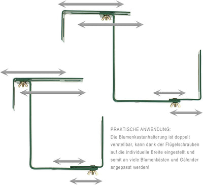 com-four® 4x Blumenkastenhalter für Balkon-Brüstungen und Geländer - flexible Befestigung aus Metall