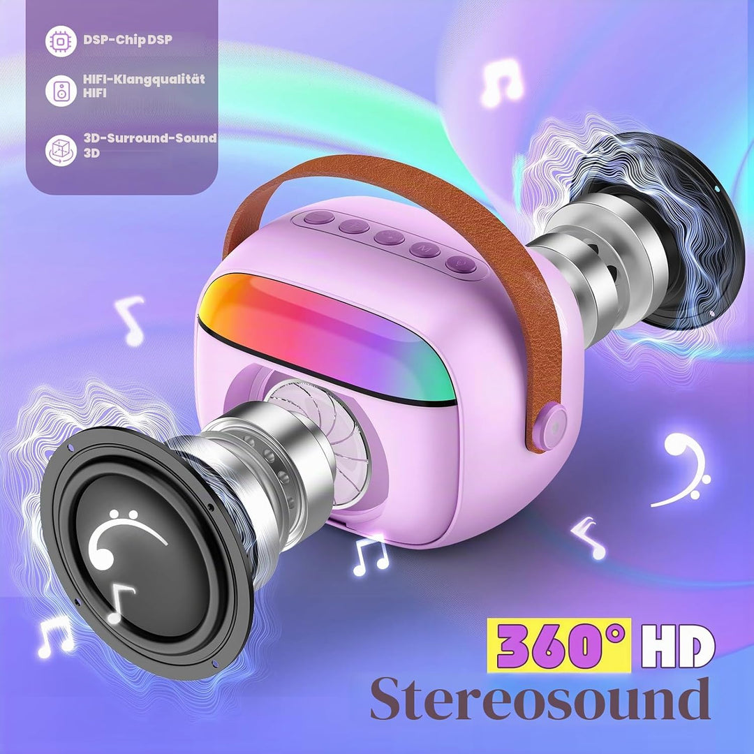 Geschenk Mädchen 3-10 Jahre, Karaoke Maschine mit 2 Mikrofon Kinder Spielzeug ab 3-12 Jahre Mädchen