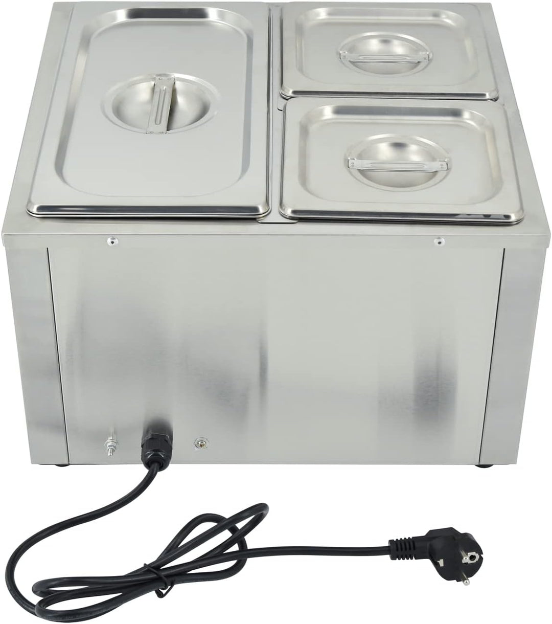 MOOTACO Elektrischer Wasserbad aus Edelstahl, Speisenwärmer Buffet, 1 x 1/3 GN Behälter + 2 x 1/6, m