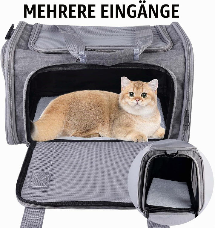 40*25*25cm Katzentransporttasche Haustiertasche kleine, 3kg Faltbare Transportbox Katze mit Schulter