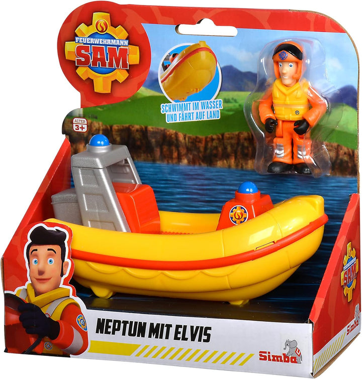Simba Feuerwehrmann Sam Neptun Boot – Spielset mit Figur, Robustes Spielzeug für Kinder ab 3 Jahren,