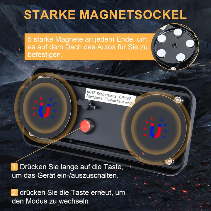 Dinfu LED Warnleuchte akku mit Fernsteuerung, 12V gelbes blinklicht auto magnet kabellose 5 Modes wi