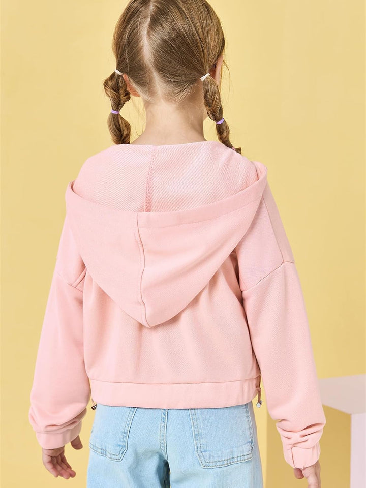 Haloumoning Mädchen Hälfte Zip Up Hoodies Kinder Mode lose Hooded Sweatshirts mit Taschen 3-14 Jahre