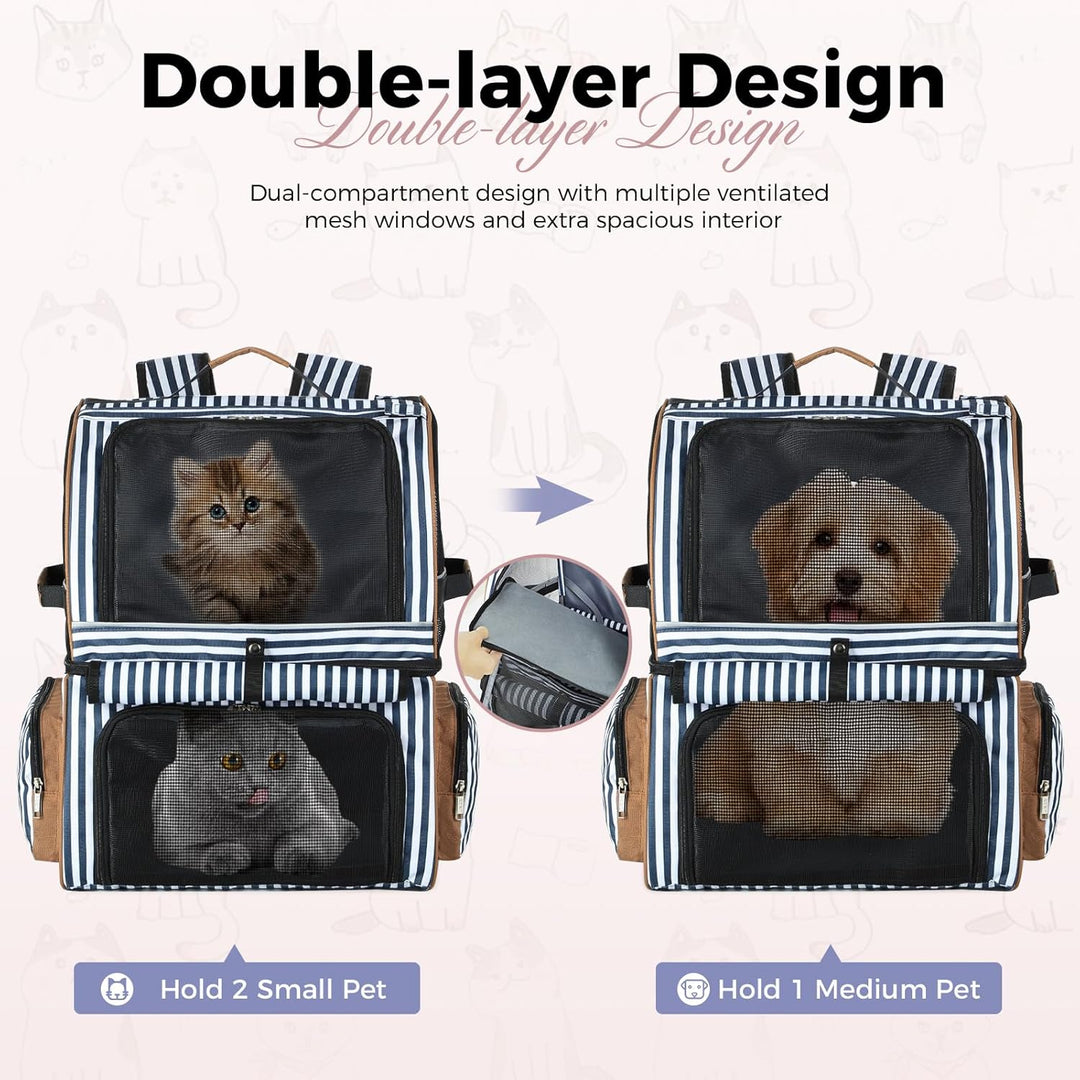 Doppellagige Katzen Rucksack für 2 Katzen Grosse Katzen Transport Rucksack Faltbare Haustier Rucksac