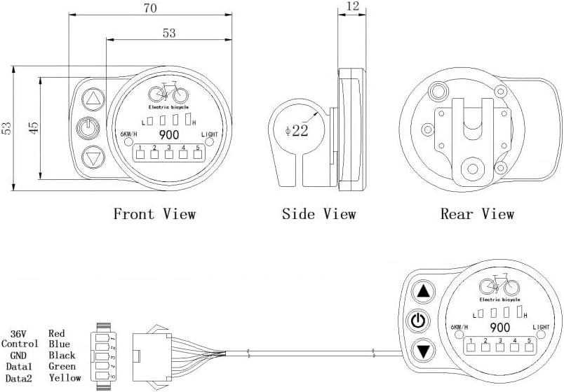 Display KT-LED900, Bordcomputer, LED-Display, E-Bike, Elektrisches Fahrrad, Pedelec, 24V/36V/48V Wat
