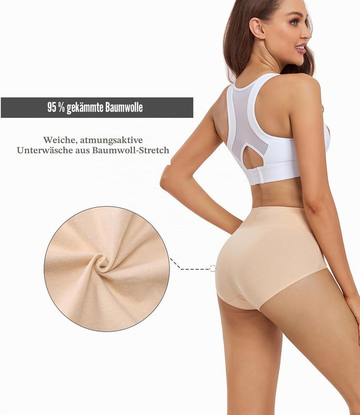 wirarpa Unterhosen Damen Baumwolle Frauen Unterwäsche Hohe Taille Slips Hoher Taillenslip 4er Pack X