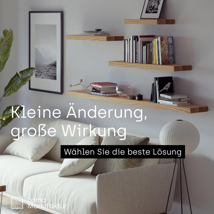 LAMO Manufaktur Wandregal Holz Gerade | Regal Farbe: Natur | Invisible: Schweberegal | 70 cm Invisib