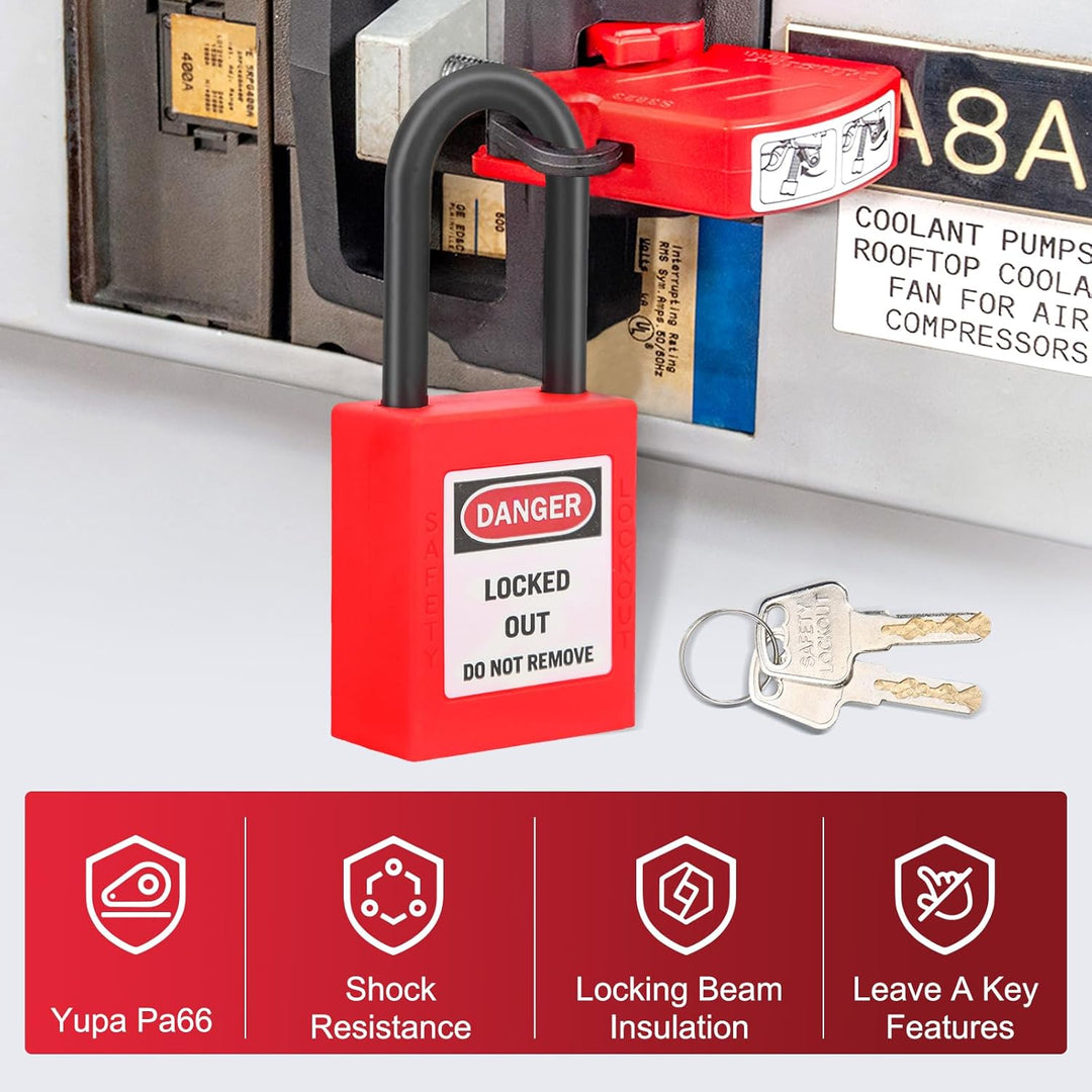 Lockout-Tagout-Schlösser 5 Sätze Lockout-Schloss 2 Schlüssel Pro Schloss Staubdichtes Nylon-Sicherhe