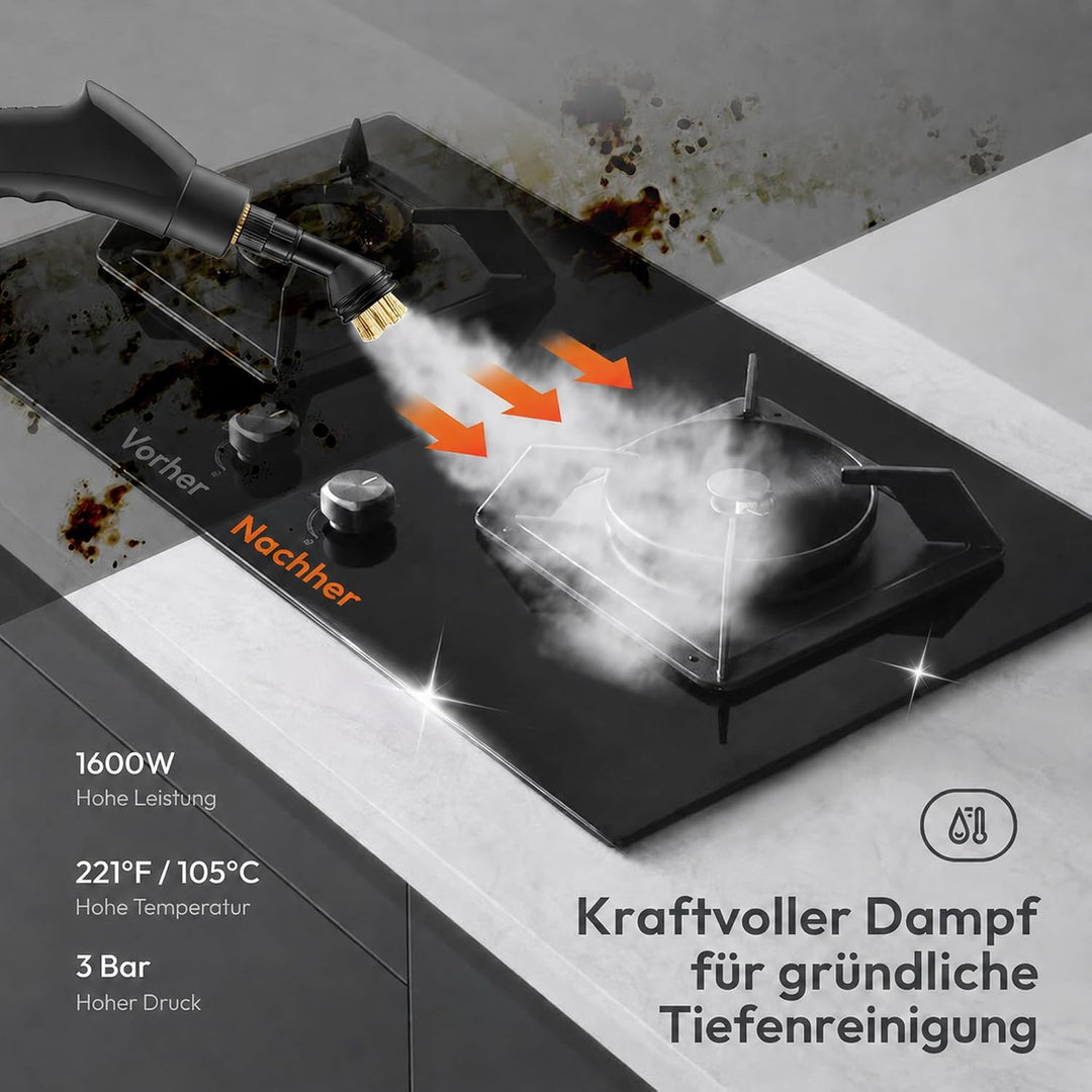 Dampfreiniger, Dampfreiniger Handgerät, Tragbarer Steamer, 1.2L Wassertank, 15s Schnellheiz-Steam Cl