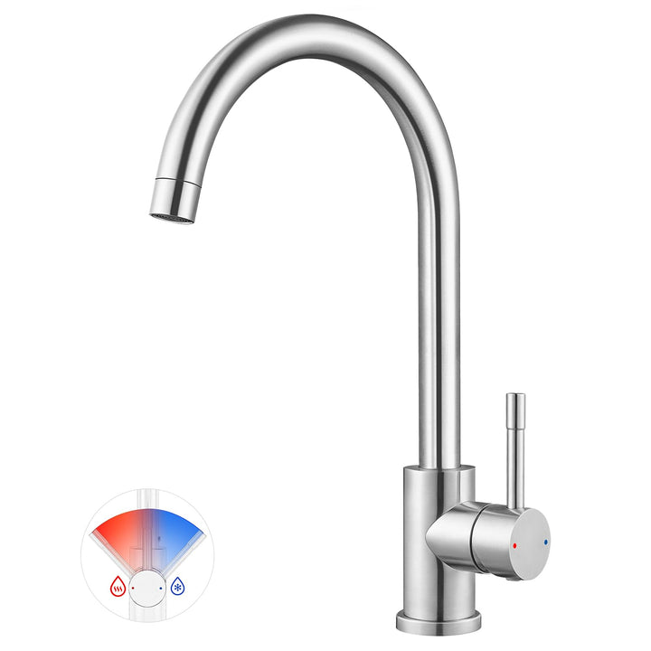 CECIPA Wasserhahn Küche 360° Schwenkbar, Hochdruck Küchenarmatur, Mischbatterie Küche mit Hohem Boge