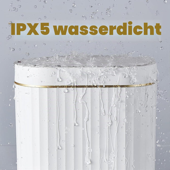 ELPHECO Badezimmer Mülleimer mit Deckel 8L Sensor Mülleimer, schmaler Kunststoff-Mülleimer, wasserdi