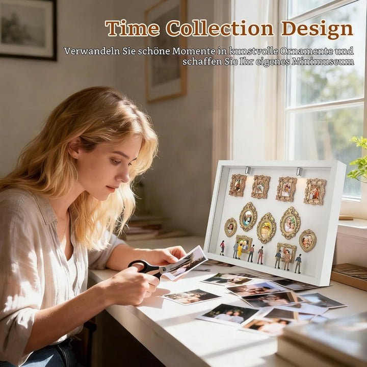 DIY Mini Museum Silhouette Box mit Vintage Mini Bilderrahmen Gold &amp; Figuren,Figuren Menschen Museum