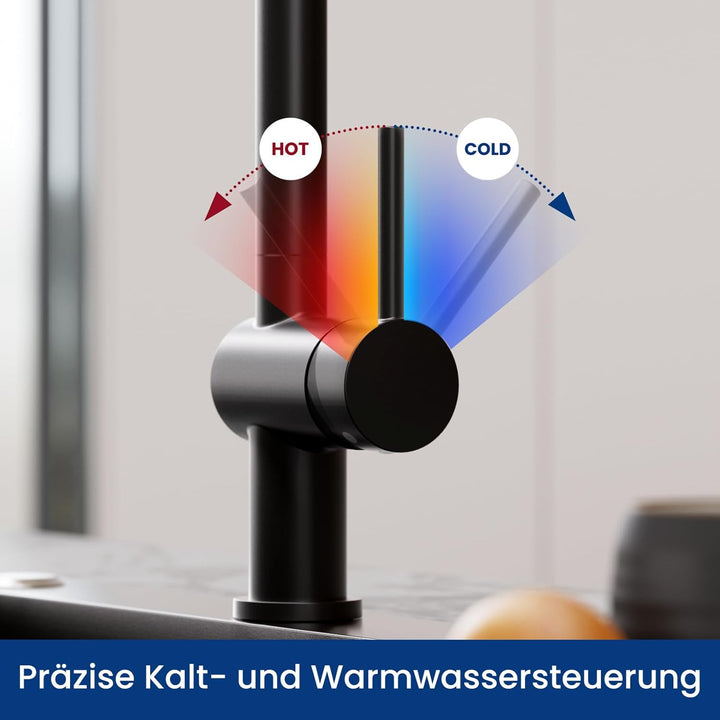 CECIPA Wasserhahn Küche, Küchenarmatur mit Brause Zwei Wasserstrahlarten, Einhebel Armatur Küche 360