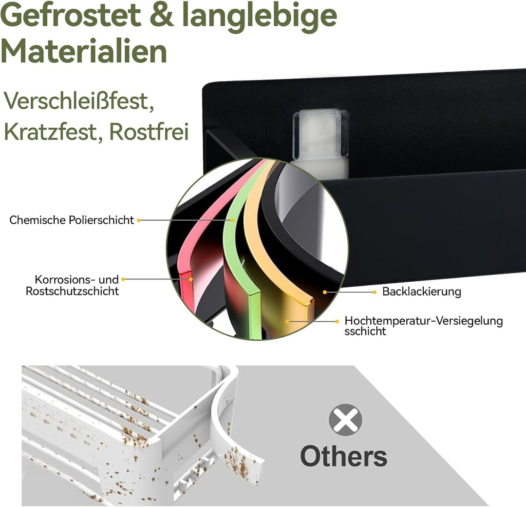 Duschablage ohne Bohren Schwarz, Duschregal Badregal ohne Bohren, 2 Stück Rostfreie Badezimmer Organ