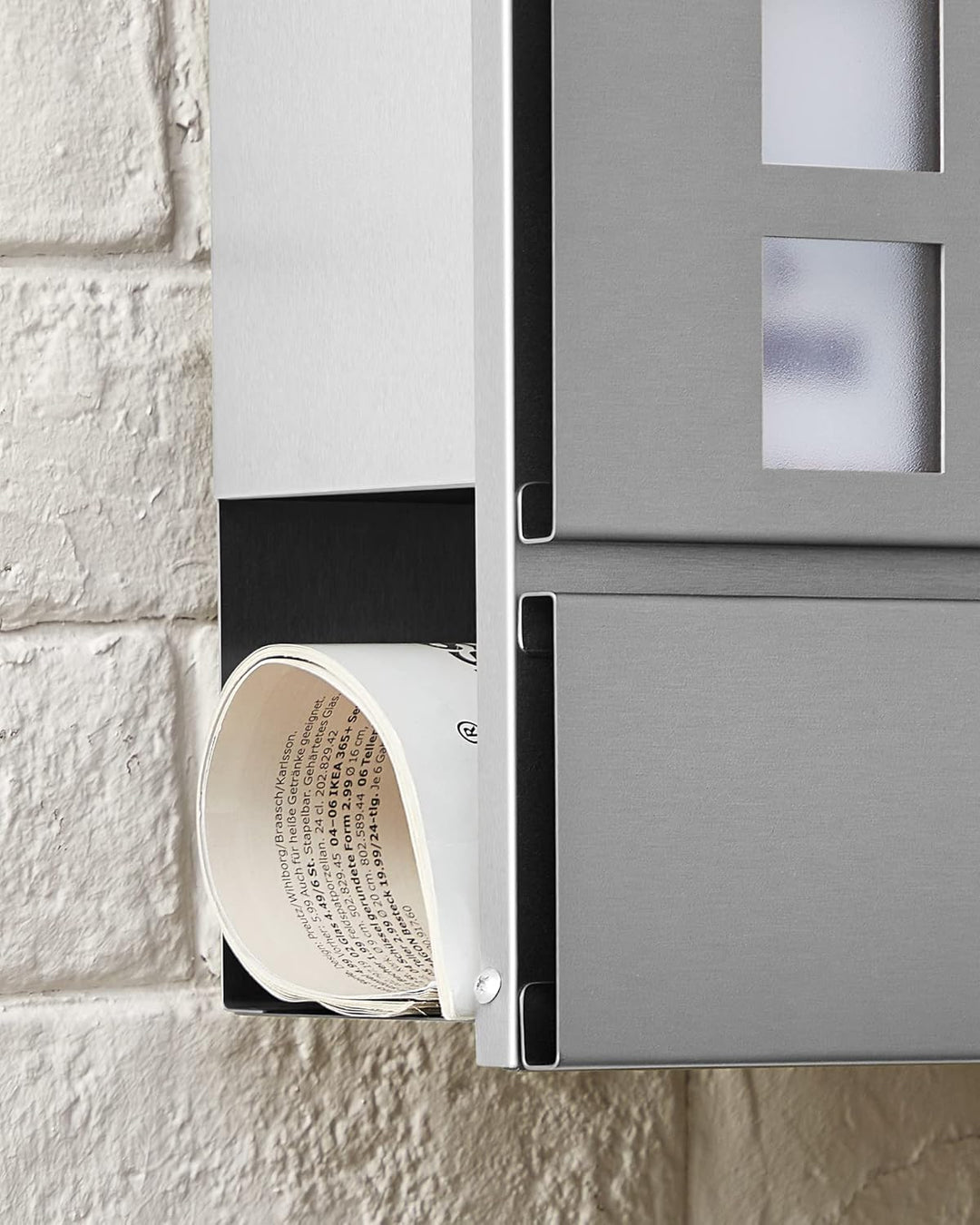 SONGMICS Briefkasten, Postkasten mit Zeitungsfach, Sichtfenster, abschliessbar, 2 Schlüssel, modern,