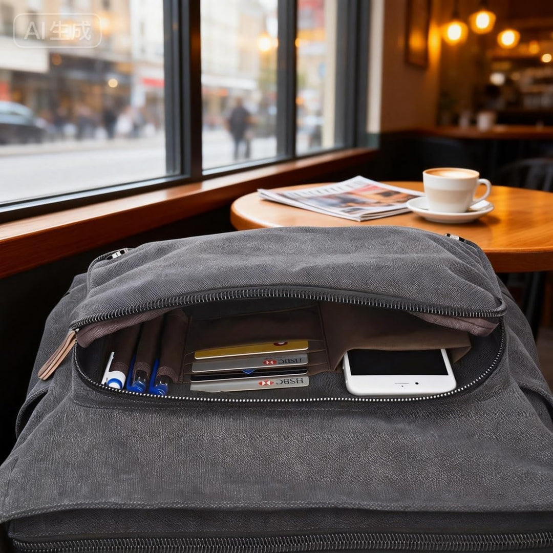 Ruschen Umhängetasche Herren aus Vintagem Segeltuch, Premium Herrentasche, Laptoptasche für 15,6 Zol