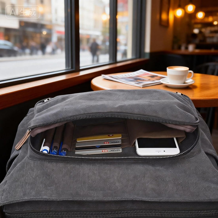 Ruschen Umhängetasche Herren aus Vintagem Segeltuch, Premium Herrentasche, Laptoptasche für 15,6 Zol