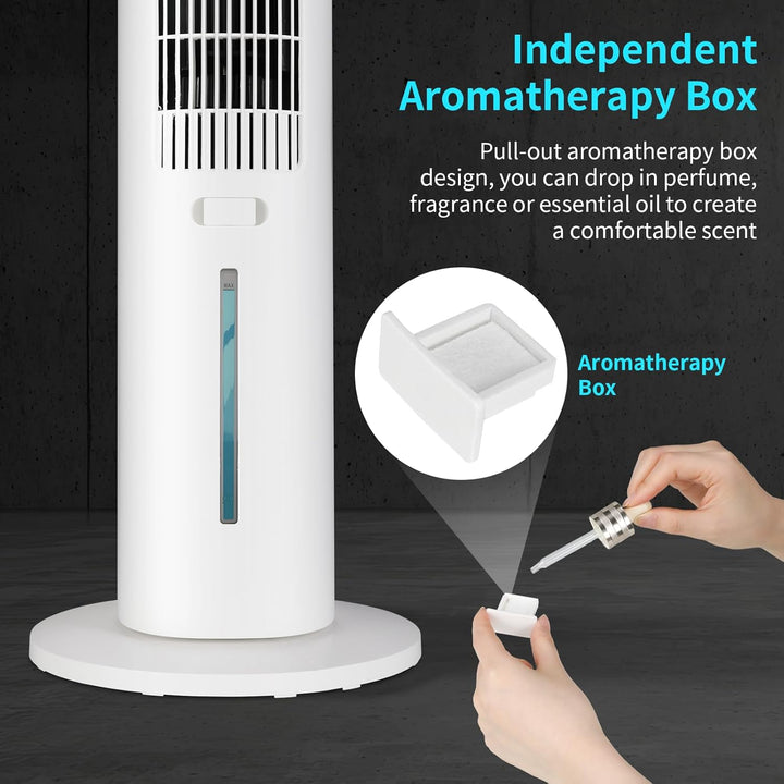LIFERUN Turmventilator Ventilator Aroma-Funktion mit Kühlung Wasserkühlung mit Fernbedienung Standve