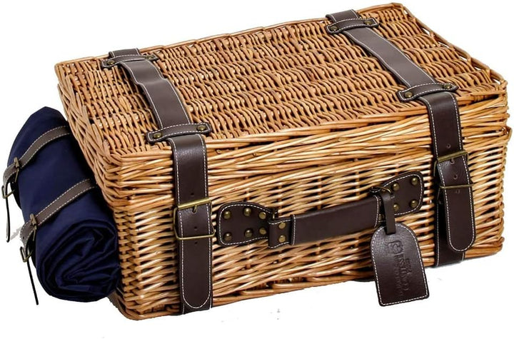 Les Jardins de la Comtesse - Picknick Wicker und Leder Champs-Elysees Blau - Picknickkorb Full / 2 P