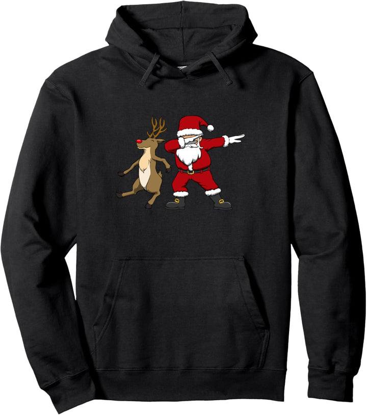 Santa Claus Dabbing Weihnachtsmann und Rentier Dabbing Pullover Hoodie