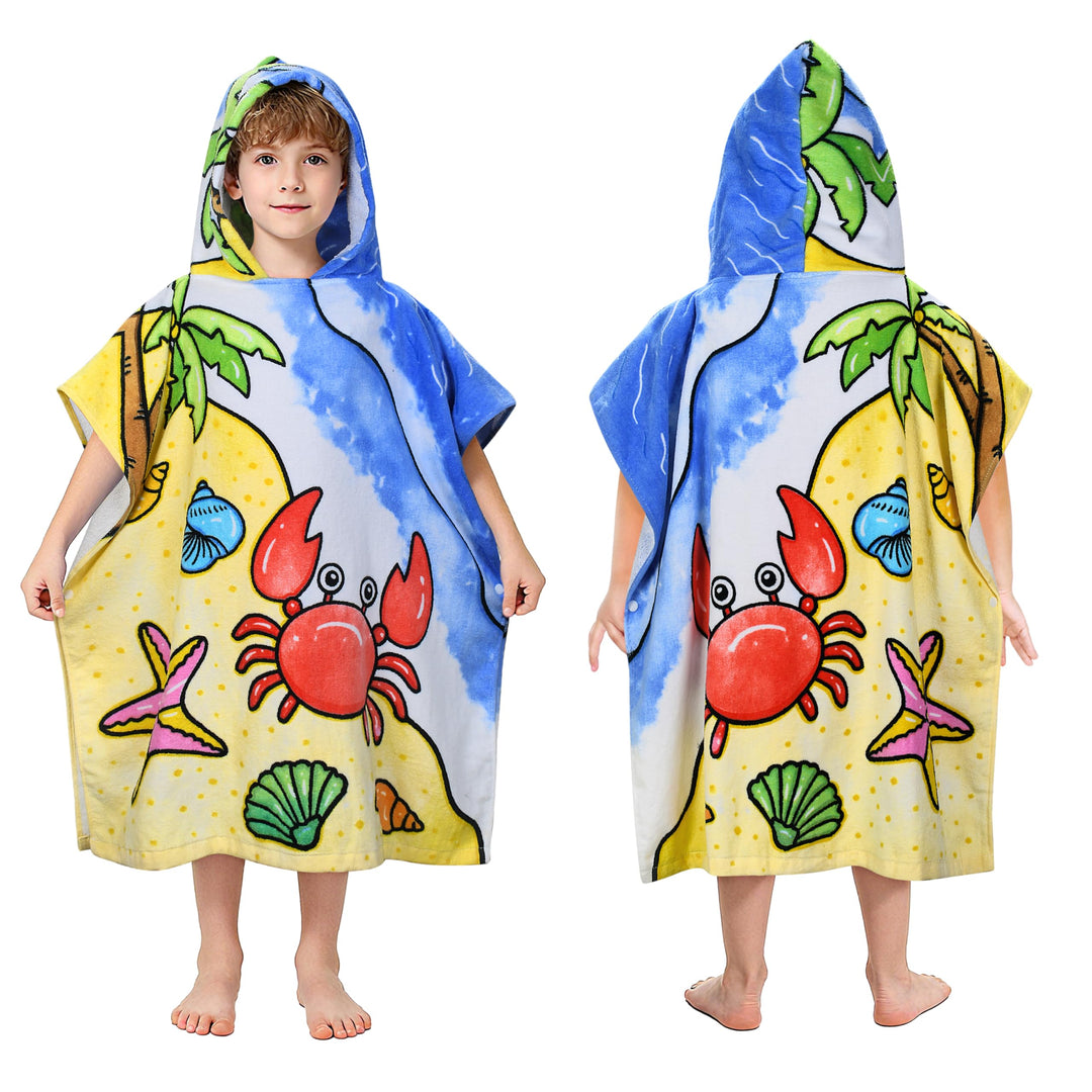Kato Tirrinia 100% Baumwolle Badeponcho Strandtuch 90-120cm Kinder, Absorbierender Bademantel Badeha
