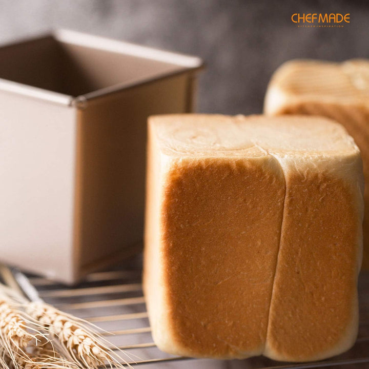 CHEFMADE Pullman Loaf Pan mit Lip, 0,55 Lb Teig Kapazität Nicht-stick Rechteck Flache Toast Box für
