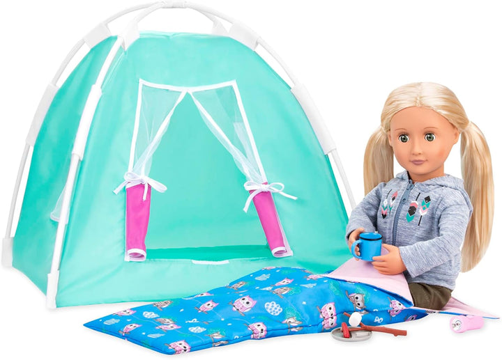 Our Generation – Camping-Set – Zelt & Schlafsack – 46 cm Puppenzubehör – Rollenspiel – Spielzeug für
