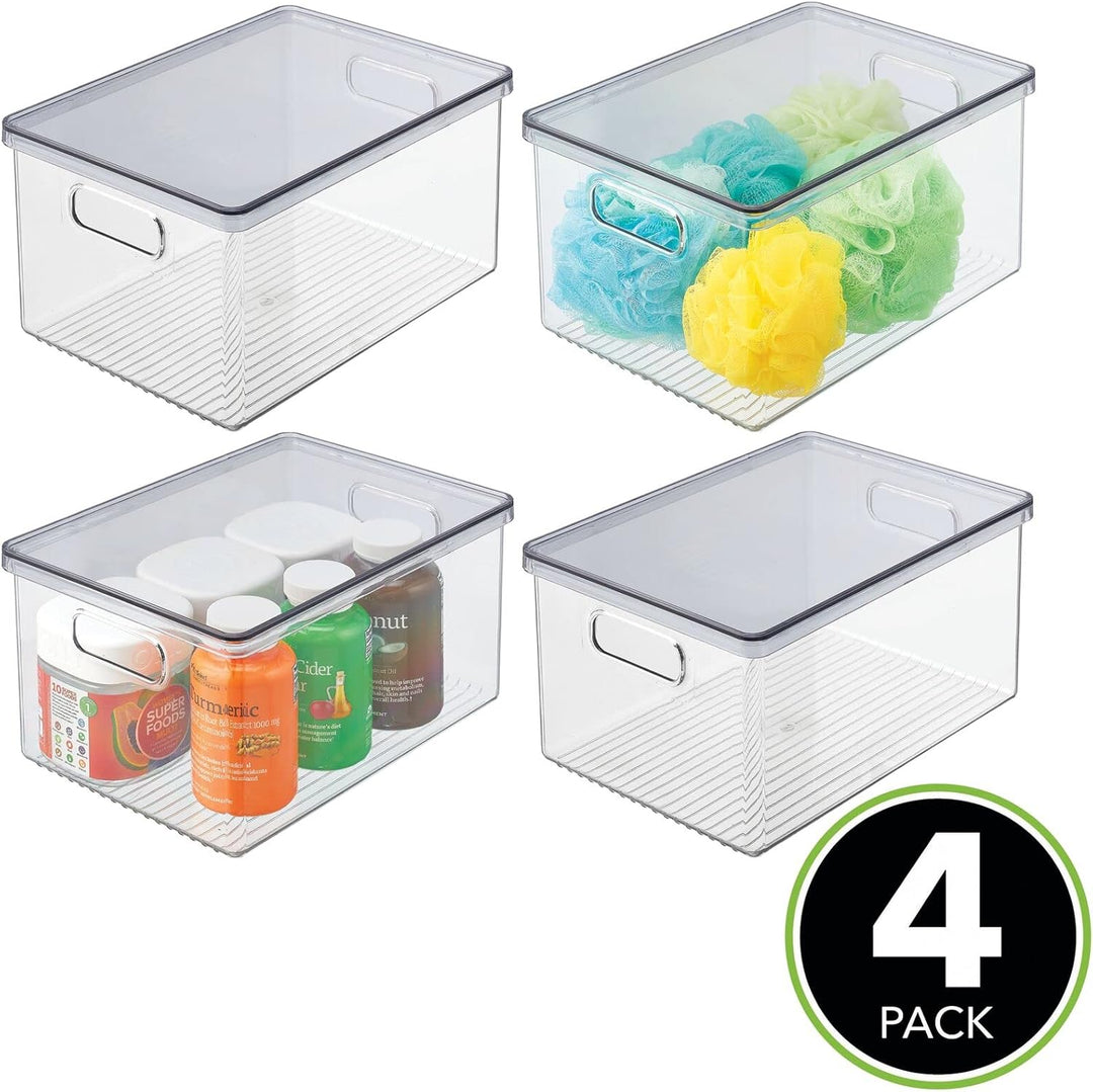 mDesign 4er-Set Bad Organizer – praktische Kosmetikaufbewahrung mit abnehmbaren Deckel – stapelbare