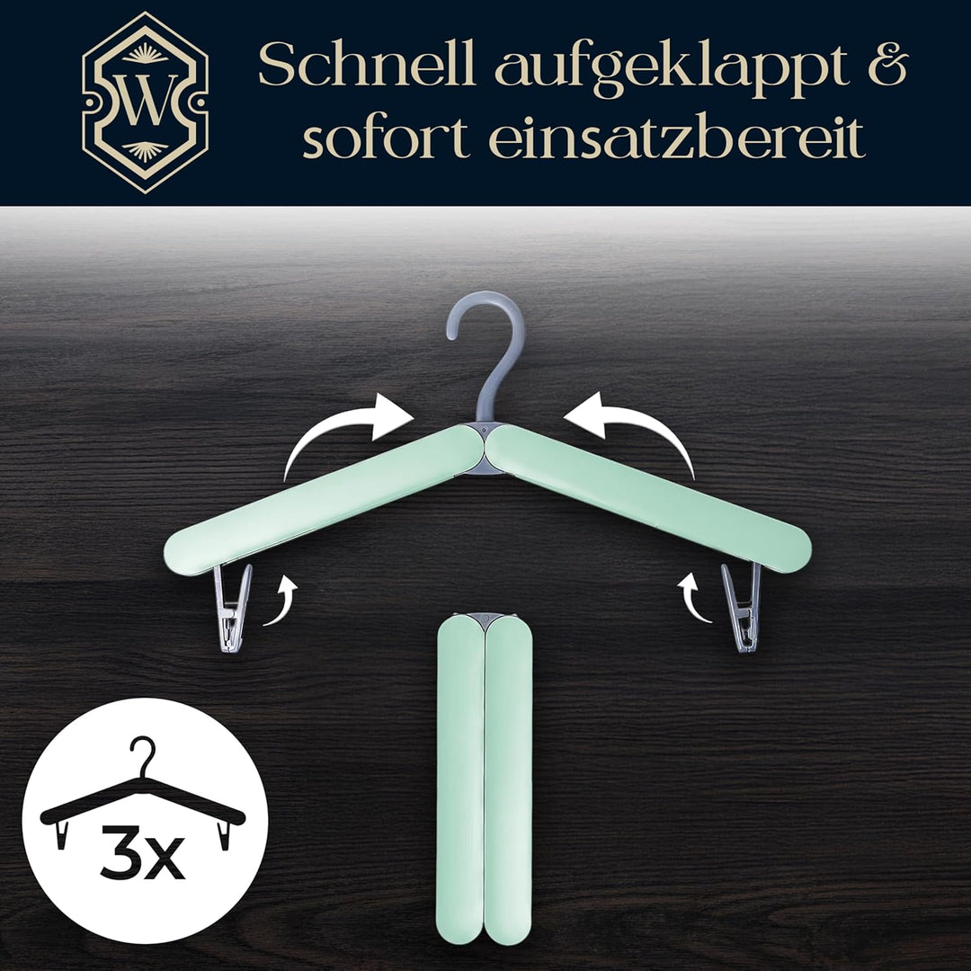 Faltbare Reise Kleiderbügel 3er Set | Platzsparend & Leicht | Ideal für Urlaub, Camping, Hotel & Zuh