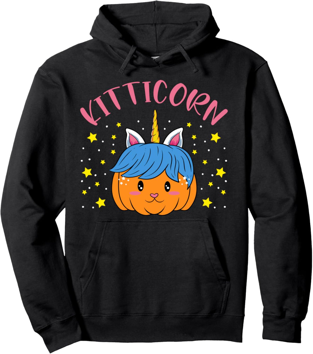 Kitticorn Einhorn Katze Halloween Kürbis Einhorn Katze Pullover Hoodie