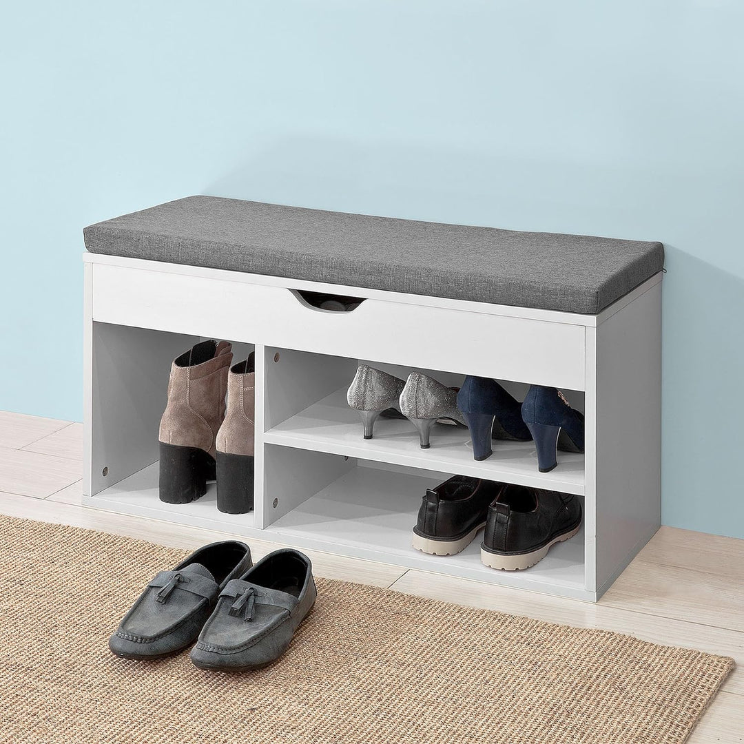 SoBuy Wandgarderobe-Set Flurset Flurmöbel Schuhbank mit Sitzfläche Flurgarderobe FSR45-HG+FRG282-W