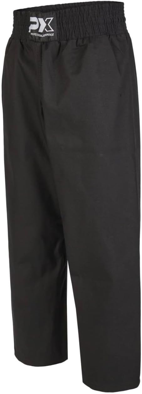 Kickboxhose Basic PX lang - schwarz mit Gummibund - Weiche Ausführung - Kickboxing Kampfsport Hose -