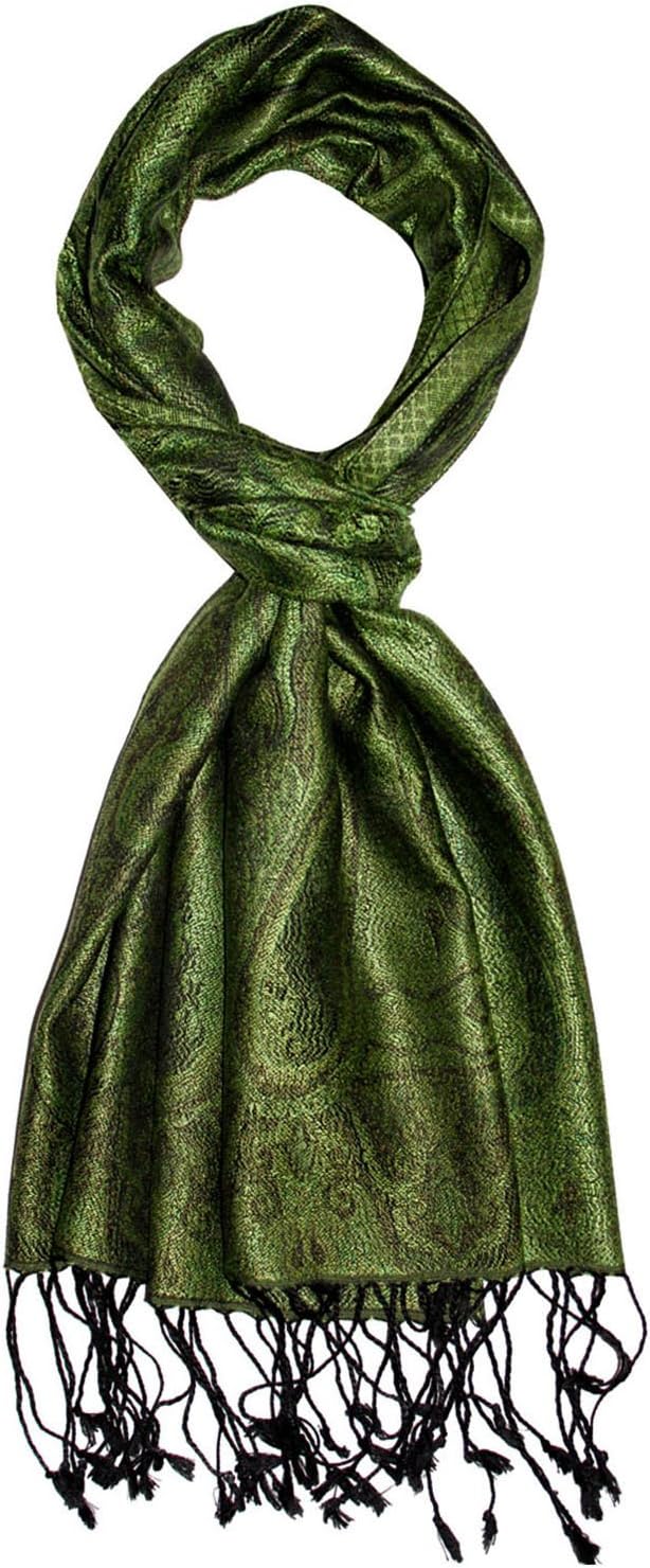 Lorenzo Cana - Damenschal Seidenschal aus100% Seide jacquardgewebt harmonische Grün Farben, 35 cm x