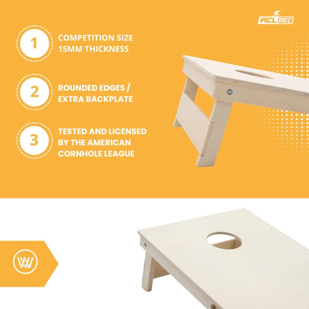 Cornhole Set – 120 x 60 cm - Sackloch Spiel – Wicked Wood – offiziell ACL-lizensiertes Set of Boards