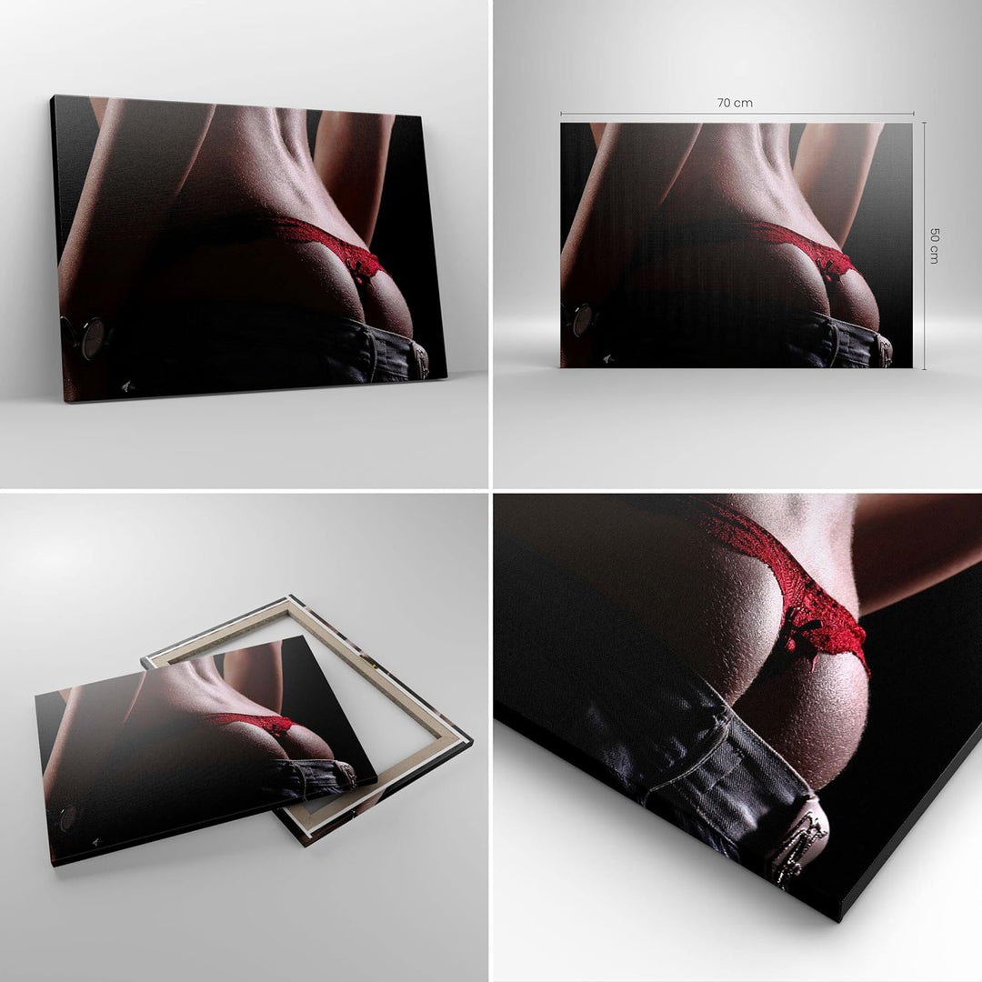 Bilder auf Leinwand Frau Körper String Leinwandbild mit Rahmen 70x50cm Wandbilder Dekoration Wohnzim