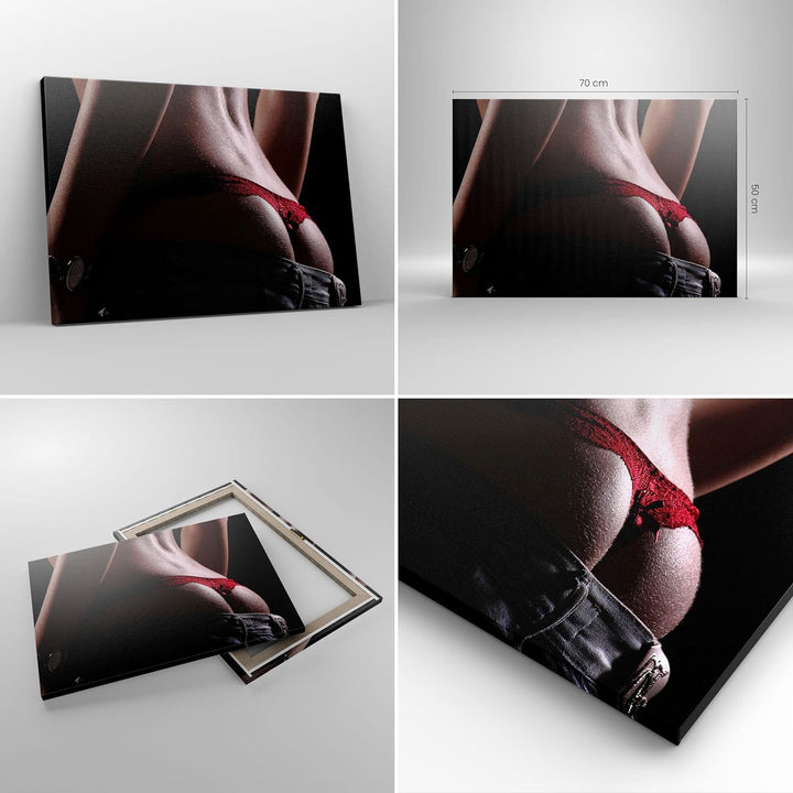 Bilder auf Leinwand Frau Körper String Leinwandbild mit Rahmen 70x50cm Wandbilder Dekoration Wohnzim